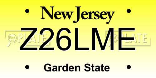 Z26LME New Jersey License Plate