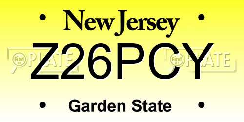 Z26PCY New Jersey License Plate