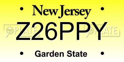 Z26PPY New Jersey License Plate