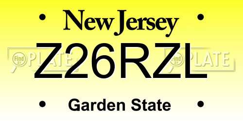 Z26RZL New Jersey License Plate