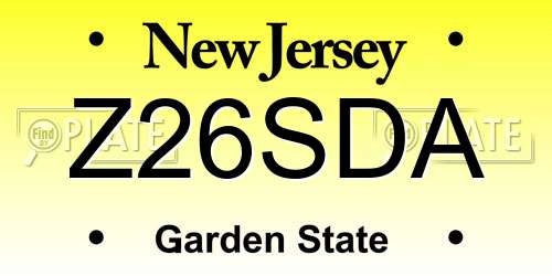 Z26SDA New Jersey License Plate