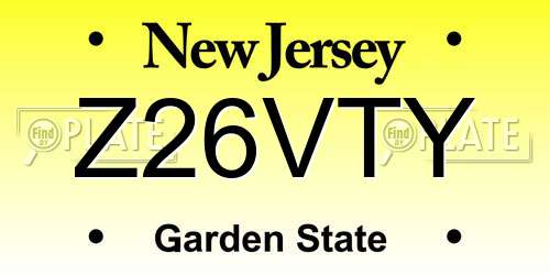 Z26VTY New Jersey License Plate