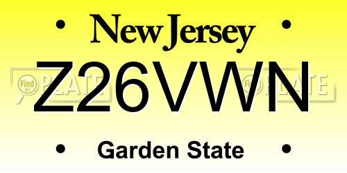Z26VWN New Jersey License Plate