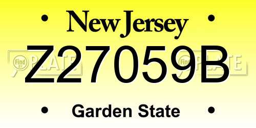Z27059B New Jersey License Plate