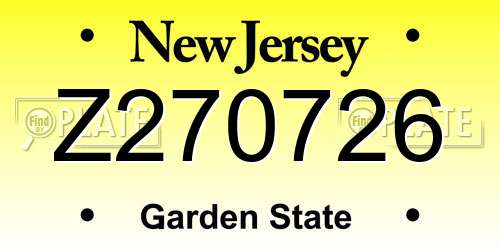 Z270726 New Jersey License Plate
