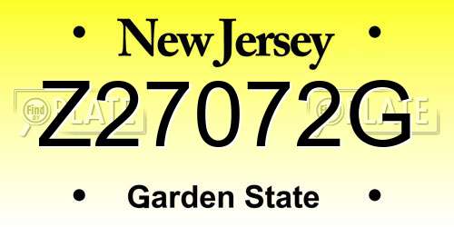 Z27072G New Jersey License Plate