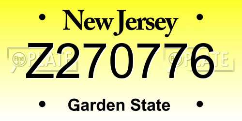 Z270776 New Jersey License Plate