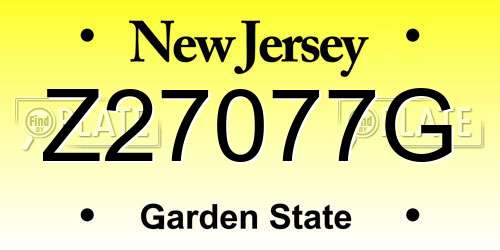 Z27077G New Jersey License Plate