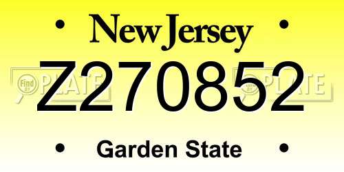 Z270852 New Jersey License Plate