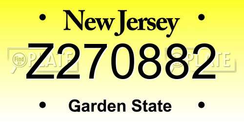 Z270882 New Jersey License Plate