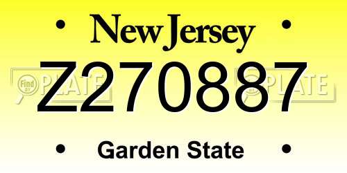 Z270887 New Jersey License Plate