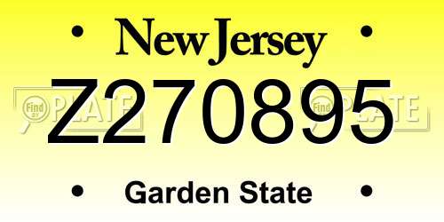 Z270895 New Jersey License Plate