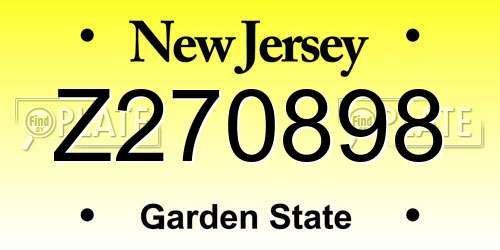 Z270898 New Jersey License Plate