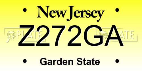 Z272GA New Jersey License Plate