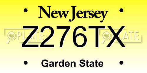 Z276TX New Jersey License Plate
