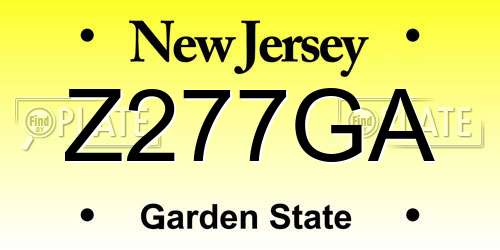 Z277GA New Jersey License Plate