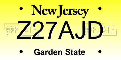 Z27AJD New Jersey License Plate