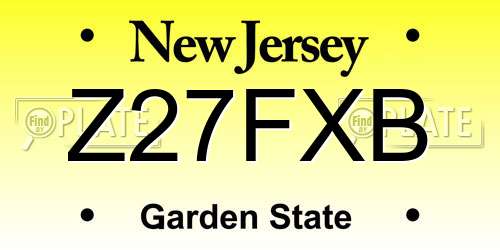 Z27FXB New Jersey License Plate