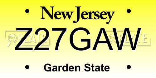 Z27GAW New Jersey License Plate