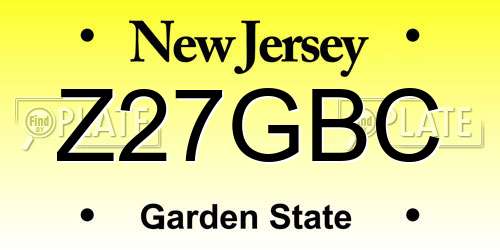 Z27GBC New Jersey License Plate