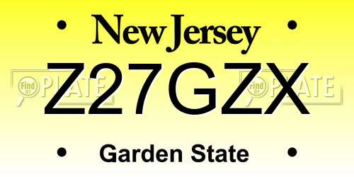 Z27GZX New Jersey License Plate