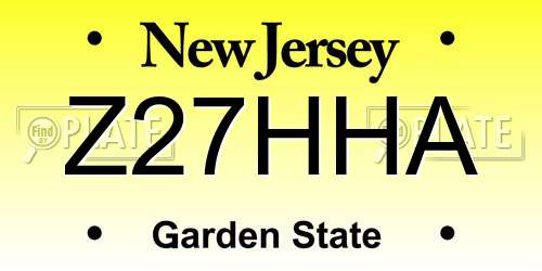 Z27HHA New Jersey License Plate