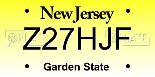 Z27HJF New Jersey License Plate