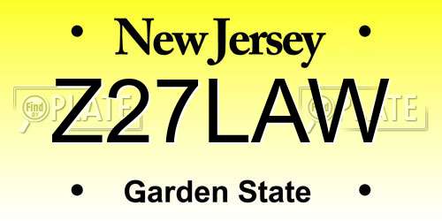 Z27LAW New Jersey License Plate