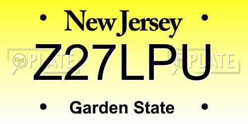 Z27LPU New Jersey License Plate