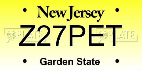 Z27PET New Jersey License Plate