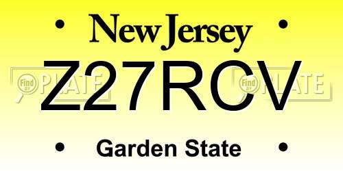 Z27RCV New Jersey License Plate