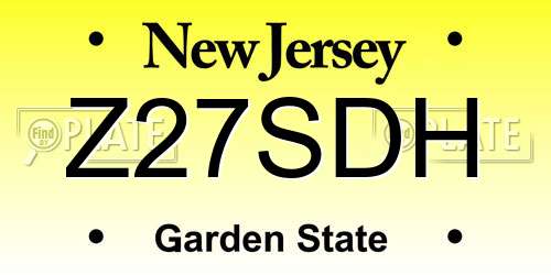 Z27SDH New Jersey License Plate