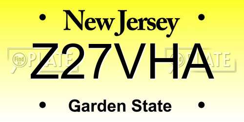 Z27VHA New Jersey License Plate