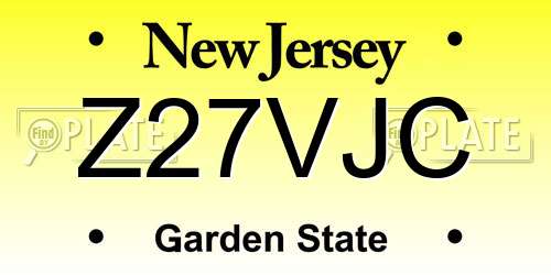 Z27VJC New Jersey License Plate