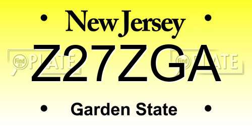 Z27ZGA New Jersey License Plate