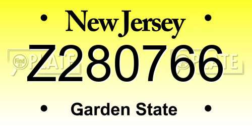 Z280766 New Jersey License Plate