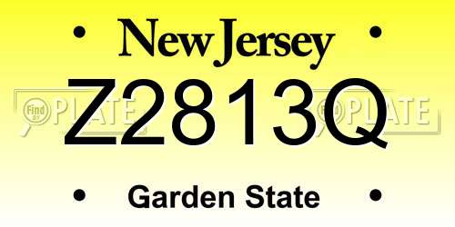 Z2813Q New Jersey License Plate