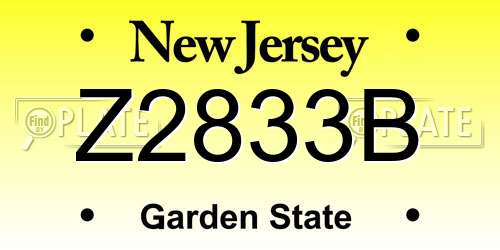 Z2833B New Jersey License Plate