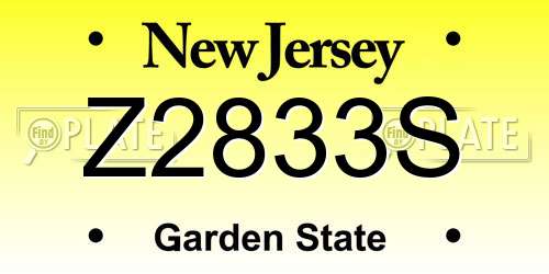 Z2833S New Jersey License Plate