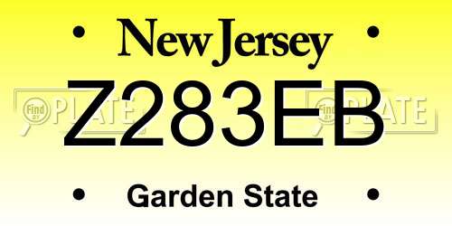 Z283EB New Jersey License Plate