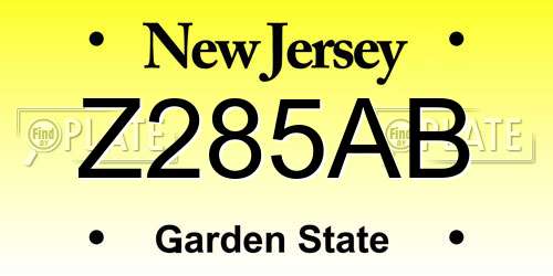 Z285AB New Jersey License Plate