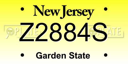 Z2884S New Jersey License Plate
