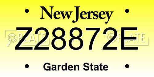 Z28872E New Jersey License Plate
