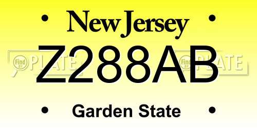 Z288AB New Jersey License Plate