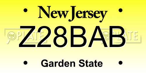 Z28BAB New Jersey License Plate