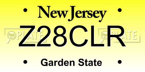 Z28CLR New Jersey License Plate