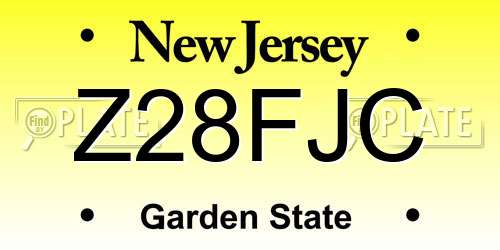 Z28FJC New Jersey License Plate
