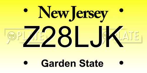 Z28LJK New Jersey License Plate