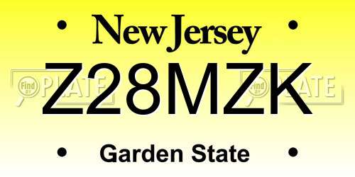 Z28MZK New Jersey License Plate
