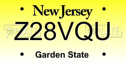 Z28VQU New Jersey License Plate